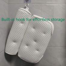 Upgraded 4D Bath Pillow 7 Suction Cup Thickened Bathtub Pillow, Non-Slip Machine Washable Bath Pillow Comfortable Neck Protection/Bathroom Spare Parts/Toiletries/Ergonomic Design - White - View 7