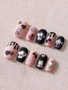 Cartoon Interesting Nail Stickers, Nail Stickers To Relieve Stress, Women's Self-Adhesive Nail Stickers, 5D Embossed Effect, Cute And Fun, Exquisite Themes, Simple DIY Nail Art Decor, Holiday Gifts, Party Style Stickers, Water Cup And Phone Decorative Stickers - Multicolor - View 4