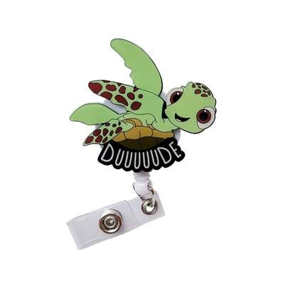 1pc Cute Cartoon Turtle Retractable Badge Clip, Durable 2D Acrylic ID Lanyard Suitable For Nurses, Office And Hospital Use, Nurse Badge Clip, Fun Accessory, Smooth Retraction Mechanism