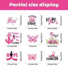 Conjunto de 9 adesivos de janela com laço rosa para conscientização sobre o câncer de mama, com borboleta da esperança, adesivos estáticos removíveis para janelas de vidro, para casa, escritório, escola, decoração para o mês de outubro. - 9Pcs - Ver 8