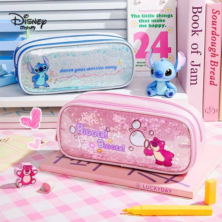 Disney 迪士尼亮片文具盒收纳袋，帆布袋，非常吸引人，铅笔盒/铅笔盒，学生用品 - 單件 - 查看 1