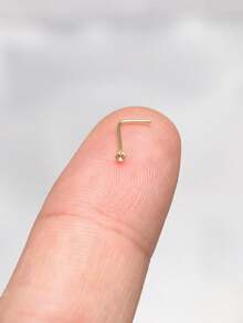6pcs 925 Sterling Silve Nose Rings Studs L Shaped Nose Piercing 1.5mm Clear Crystal For Women Men 24G - Gold - View 2