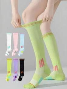 1/6 Pairs Thin Yoga Fitness Sports Compression Knee High Socks, Spring/Summer - Multicolor - View 1