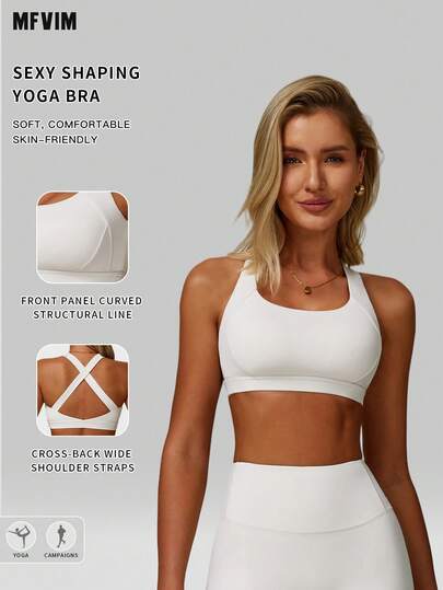  MFVIM Women's Sports Bra For Spring & Summer, Sexy Wireless Sports Bra With Lift And Support, Breathable And Comfortable Soft Elastic Fabric, Suitable For Casual, Commuting, Outdoor, Running, Cycling, Yoga, Pilates, Gym Workout