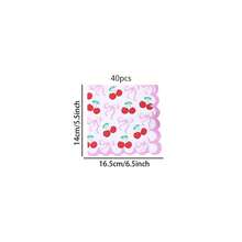 20/40/60 peças, Guardanapos de Papel Descartáveis com Cereja e Laço Caprichosos, Lenços de Papel de 2 Camadas com Borda Recortada na Cor Rosa, com Cerejas Vermelhas Vibrantes e Laços em Tons Pastel, Guardanapos de Coquetel e Jantar com Borda Recortada para Casamento, Aniversário, Festa de Mesa, 13*13 Polegadas - Multicolorido - Visão 9