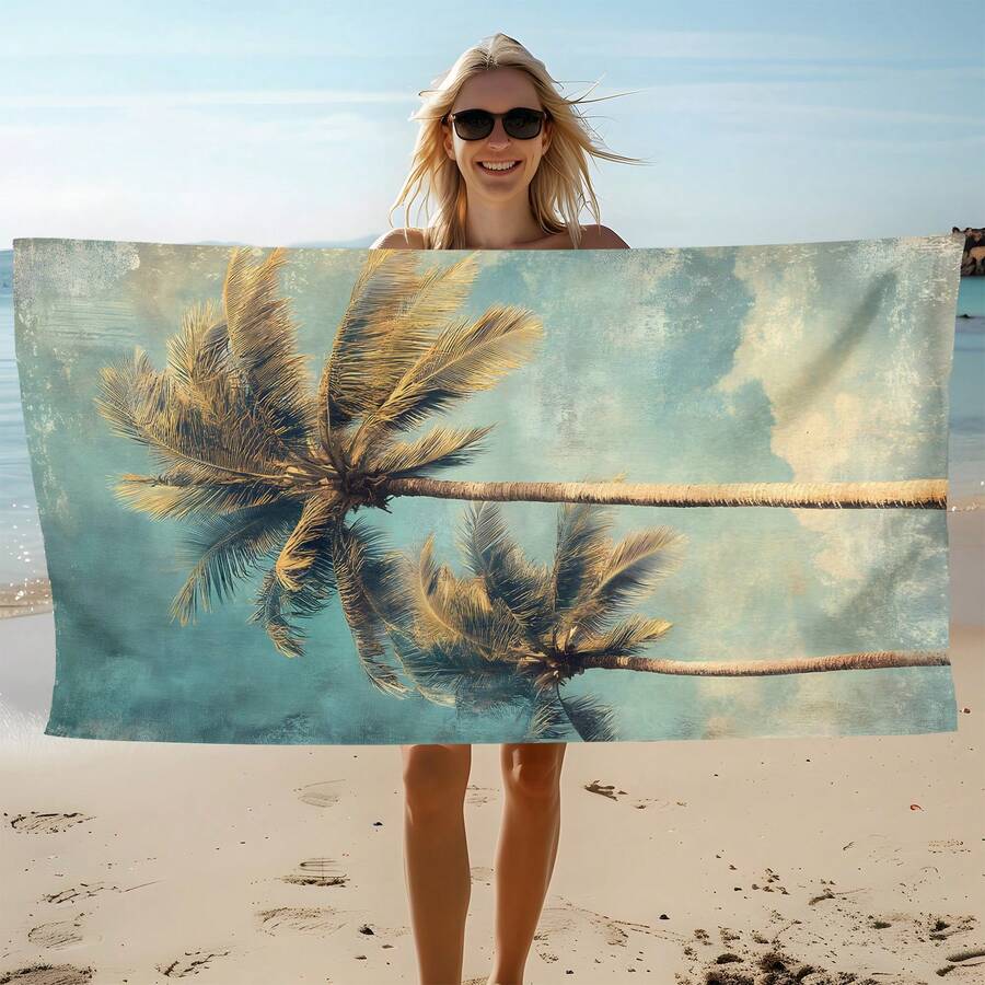 1条椰树印花沙滩巾，柔软舒适轻便，适合旅行、游泳、潜水、冲浪、瑜伽、露营等户外活动，是沙滩用品的理想之选。 - SSTJ10642 - 查看 1