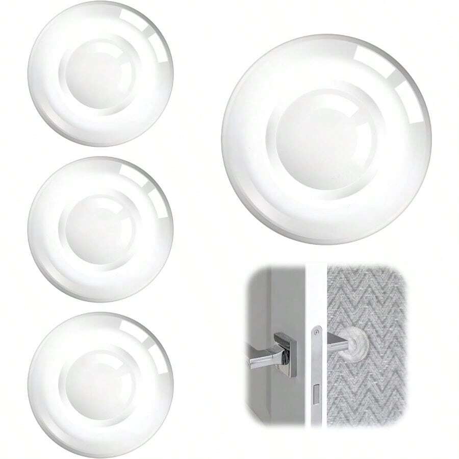 Door Stoppers Wall, 2 Door Handle Stopper, Door Stopper Wall Protector, Reusable Adhesive Bumper Gel Pad, Shock Absorbent Round Walls Doors Knob Handle, Furniture (4 PCS) - Default - View 1