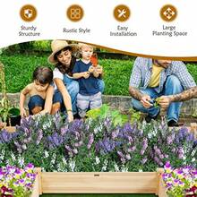 Wooden Raised Garden Bed Divisible Planter Box Kit Outdoor Elevated Flower Planting Raised Bed Above Ground Planters Or Vegetables Grass Lawn Yard Backyard Patio 92.5" L X 95" W X 11" H - Green - 查看 3