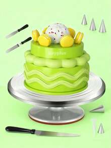 Cake Turntable, Non-Slip Rotating Rack For Decorating, Cake Decorating Tool, 31cm Cake Baking Turntable - 銀色 - 查看 2