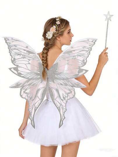 2pcs/Set Fairy Wings & Star Wand, Suitable For Various Festival Parties