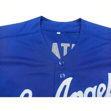 MEAN MACHINE 男士17号翔平蓝色洛杉矶棒球衫，字母刺绣棒球服，世界棒球经典赛球迷礼物 - 藍色 - 查看 5