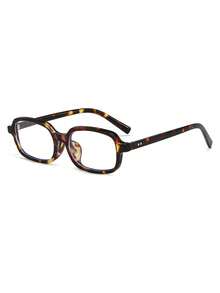 1副女士时尚复古小方框透明镜片眼镜 - 豹紋 - 查看 2