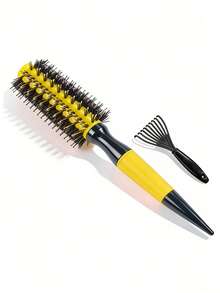 女士巴西美发造型梳 - 亮粉色和黑色尼龙/猪鬃混合梳齿，陶瓷梳筒，耐热梳齿，适用于巴西式头发护理，可搭配直发器/卷发棒使用，适合普通发质，粉黑配色，沙龙和家用皆宜，符合人体工学的舒适手柄设计，干湿两用，经久耐用，精准度高 - 彩色 - 查看 21