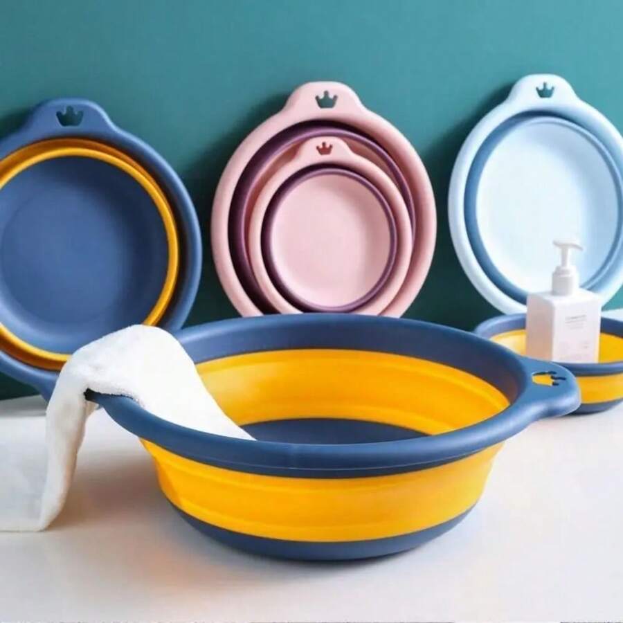 便携式可折叠洗衣盆 塑料旅行折叠洗脸盆 可折叠洗脸盆 浴室家用用品 - 多色 - 查看 1