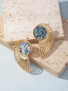 1 Pair Exaggerated Geometric Abalone Pattern Earrings For Women - Multicolor - View 5