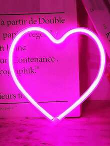 1pc Pink Heart Neon Light, Battery Powered Or USB Powered LED Neon Light For Party, Mother's Day, Valentine's Day, Decorative Light, Table And Wall Christmas Atmosphere Decoration Light - Multicolor - View 4
