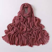 Simple Collection Breathable Modest Hijab Textured Natural Crinkle Breathable Muslim Headscarf, Soft Woven Striped Elongated Muslim Hijab Scarf, Spring/Summer - Multicolor - View 14