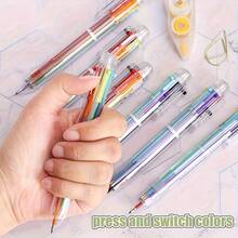 12 piezas Bolígrafos de punta de bola transparentes de 6 colores, Bolígrafos de punta de bola multicolor - Conjuntos - Ver 7
