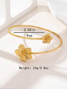 1件优雅鸡蛋花臂环手镯，适合度假和日常佩戴 - 金黃色 - 查看 5