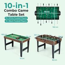 COSTWAY 10-In-1 Combo Game Table Set, Multi Game Table W/ Foosball, Air Hockey, Pool, Ping Pong, Shuffleboard, Bowling, Chess, Checkers, Backgammon, Stackable Combination Table Set For Home, Office, Bar, Brown - Brown - View 10