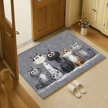 1 Confezione Zerbino antiscivolo con motivo a 5 gattini - Morbido e confortevole in materiale finto cachemire, tappetino da bagno lavabile in lavatrice, adatto per decorazione di casa, bagno, cucina e corridoio - Retro in silicone antiscivolo - Motivo a gatto su sfondo grigio - Visualizzare 11