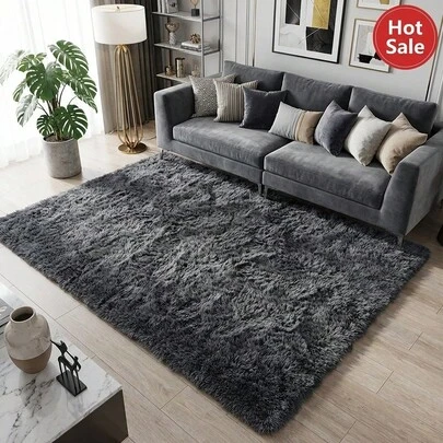 1pc Deep Gray 1.4inch Ultra Soft Shaggy Rug, 520g/㎡ Thick Plush Carpet With 0.24inch Memory Foam, Non-Slip Fluffy Area Rug For Living Room Bedroom