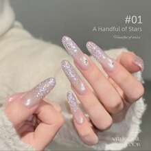 10毫升/瓶 2026新款闪亮钻石指甲油，夏季美甲美白，精致闪耀超亮冰透明不暗沉红蓝绿钻石闪粉凝胶指甲油，白色指甲，粉色指甲，UV固化美甲用品 - 彩色 - 查看 5