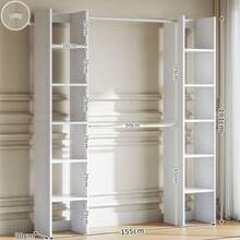 Perchero para Ropa Armario armable para Ropa Armario para Ropa con Dos Filas de Compartimentos de Almacenamiento 155 x 30 x 181 cm Blanco - Blanco - Ver 3