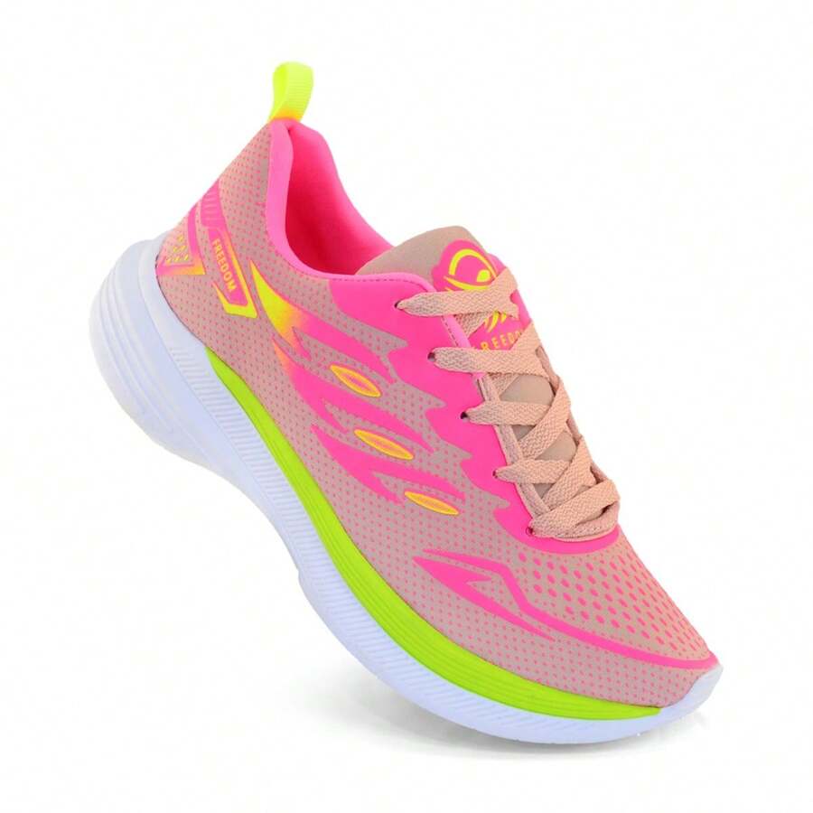 Women's Modern Lightweight Comfortable Athletic Shoes For Walking And Training - Hoa hồng/Chanh - Xem 1