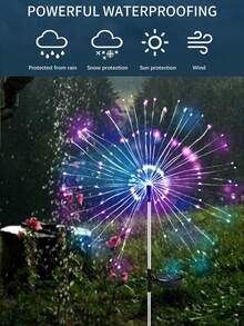 Luces de fuegos artificiales solares de 200W/180W/120W/90W/60W, IP65 resistente al agua, 8 modos de iluminación, adecuado para jardín, patio, decoración de caminos, decoración navideña, multicolor - Multicolor - Ver 10