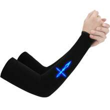 Summer UV Protection Arm Sleeves, Ice Silk Material With Fluorescent Design - Style 2 - View 1