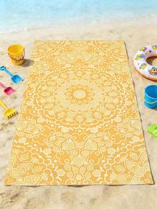 1 chiếc khăn tắm biển in họa tiết Mandala màu vàng tối giản, mềm mại, thấm hút tốt, làm từ sợi microfiber, thích hợp cho du lịch, kỳ nghỉ, thể thao ngoài trời, bơi lội và cắm trại, phụ kiện cần thiết cho mùa hè đi biển. - Loại A - Xem 7