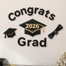 Decoraciones para fiesta de graduación 2026, incluye calcomanías de pared, decoración colgante, pancarta para celebración - graduado - Ver 6