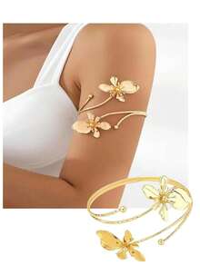 6pcs Geometric Metal Punk Hollow Multilayer Crisscross Exaggerated Bracelet Set For Women - A0008T-3 - View 3