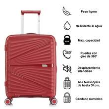 Maleta de Cabina 55x39x21.50cm (46L) Polipropileno | Mediana expandible 65cm-23kg(79L) | Grande expandible 75cm-25kg (117L) | ruedas giratorias y candado incrustado | resistente | duradera | con asa telescópica | ideal para viajes de negocios y vacaciones |para hombres y mujeres - Amarillo/Blanco/Burdeos/AzulMarino/Negro/RosaDorada/Turquesa/Rosa - Rojo - Ver 2
