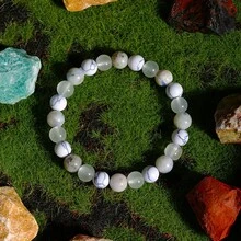 1件白色绿松石天然石减压手链，男女皆宜，日常佩戴，节日理想礼物 - 彩色 - 查看 3