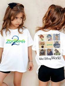 Camiseta de Disney con diseño de dibujos animados del Castillo de Disney. Esta camiseta de manga corta, cuello redondo, suave y transpirable es perfecta para usar en primavera y verano, lo que la convierte en una opción ideal para el uso diario, las vacaciones y el ocio, la exploración al aire libre, la vida escolar y las salidas de compras. También es un excelente regalo para niños y niñas. Todos los niños se merecen tener una. - Blanco - Ver 1