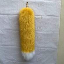 1 Extra-Large Fox Tail Pendant Keychain| Handbag, Tote Bag, Crossbody Bag Accessory - Car Keychain Cos Tail Ender, Made Of Zinc Alloy - 黑狐 - 查看 5