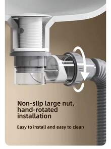 Kit de desagüe de fregadero emergente y abatible para cocina y baño, desagüe universal de lavabo con salida recta y lateral, reemplazo ahorra espacio - A - Ver 8