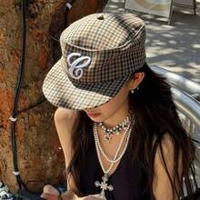 Unisex Retro Flat Top Baseball Cap, Women Embroidered Baseball Hat, Casual Versatile Flat Brim Baseball Cap, Autumn New Arrival - Multicolor - View 2