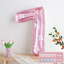 1 Set Dreamy Crystal Purple Balloons, Numbered Balloons With White Bow Decor, Suitable For Birthday Party, Bar, Proposal And Confession Scenes, Numbers 1-9 Available - Multicolor - View 24