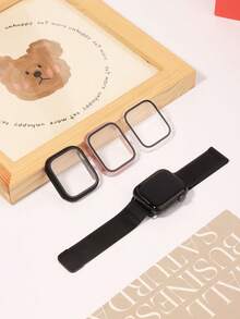 [3 Packs Or 1pc] Case Compatible With Apple Watch Case Series SE Ultra 11/10/9/8/7/6/5/4/3/2/1 38MM 42mm 46mm 45mm 44mm 40mm 41mm 49MM With Tempered Glass Screen Protector,Hard PC Protective Bumper And Ultra-Thin Face Cover Compatible With Iwatch Series SE Ultra 11/10/9/8/7/6/5/4/3/2/1 - Tempered Glass Film - View 2