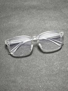 1pc Unisex Round Frame Y2K Futuristic Clear Lens Glasses - Clear - View 6