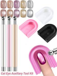 Giá đỡ nam châm hình mắt mèo hỗ trợ vẽ móng nghệ thuật, dụng cụ định hướng sơn gel từ tính, dụng cụ hỗ trợ tự làm móng cho người mới bắt đầu, bộ đôi nam châm hình mắt mèo. - Nhiều màu - Xem 2