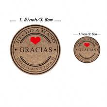 TYFYO 500pcs/Roll Gracias Sticker Spanish Thank You Hecho A Mano Con Amor DIY Multifunction Paper Label Adhesive Gift Seal Sticker School Supplies - Bronze - View 2