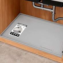 Aisslro - Tapete para Debajo del Fregadero de 22 x 19 Pulgadas Impermeable de Silicona para Cocina Forro de Estante antifugas y Protector de gabinete con Borde Elevado [última intervensión de BPA - Gris claro - Ver 8