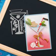 Creative Cocktail Cup Dies, DIY Scrapbooking Album And Embossing Stencil, Greeting Card Making Tool, Card Paper Cutting Crafts ,Gift Card Making Template Die Cuts. - Silver - View 4