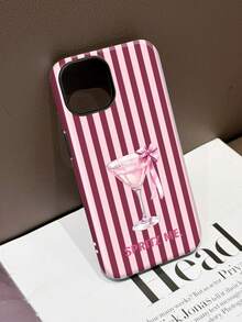 1pc Refreshing Striped Orange Slice & Slogan Pattern Soft Phone Case, Anti-Slip Protective Cover For IPhone 11/12/13/14/15/16/17 Pro Max - Multicolor - View 4