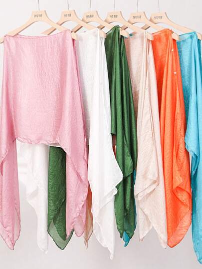 1件装【怀旧】夏季畅销纯色度假风时尚百搭雪纺围巾披肩，女士款，100%复购率