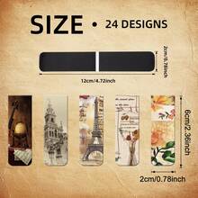 24 piezas Marcadores magnéticos, Clips de página magnéticos, Juego de marcadores de libro surtidos con diseños, Marcadores de lectura magnéticos, Clips de marcador magnético para lectores, mujeres, hombres, amantes de los libros, útiles de oficina, 24 diseños - retro - Ver 2